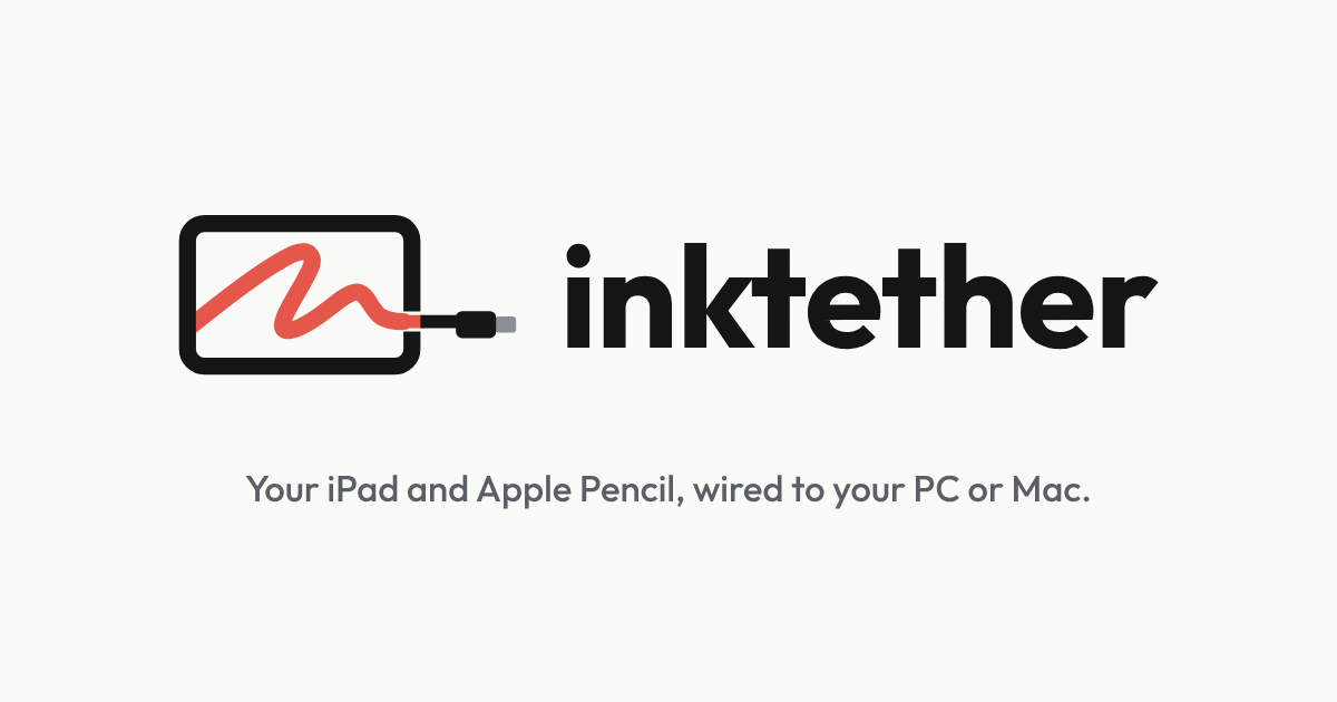 The InkTether logo: a tablet with a coral pen stroke that becomes a USB-C cable.